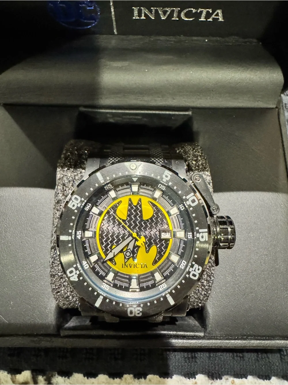 Invicta Black and Yellow Batman Emblem Diver Watch